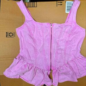 Girls Pink Zip Up Top~Size Medium